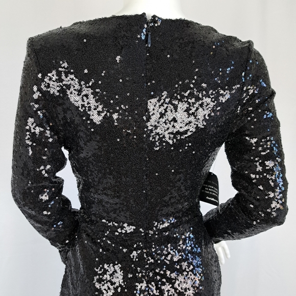 Charlotte Russe Black Sequined Faux Wrap Mini Dress - Picture 8 of 12